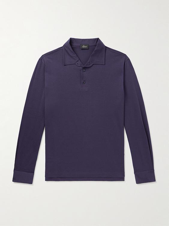 Dark blue long sleeve polo shirt from Brioni