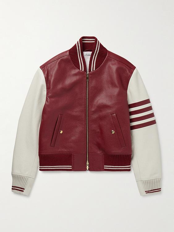 Striped dark red bomber jacket from Thom Browne