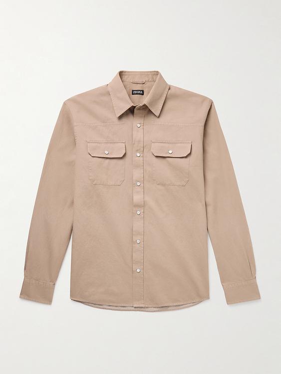 Taupe linen shirt from Zegna