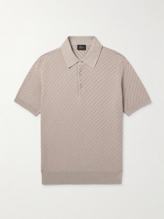 Beige short sleeve polo shirt from Brioni