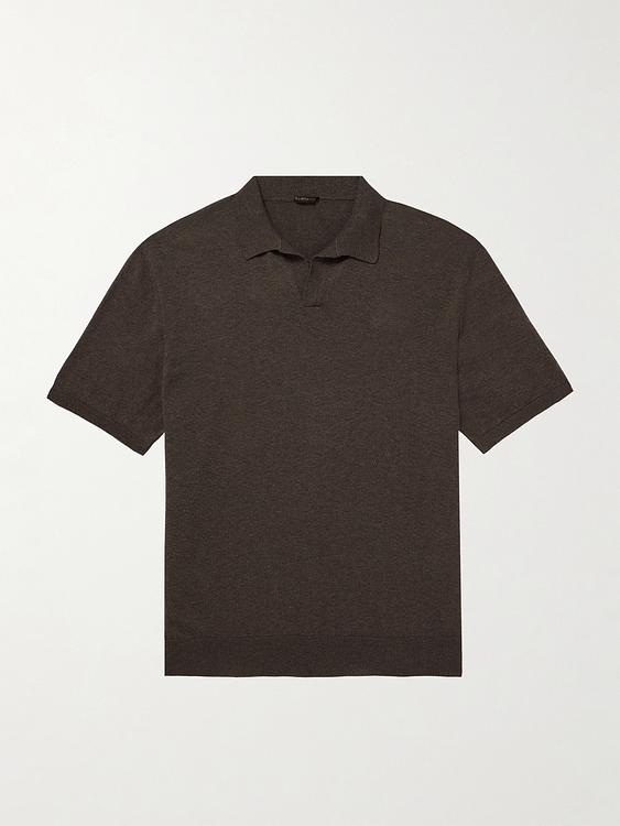 Dark brown short sleeve polo shirt from Rubinacci