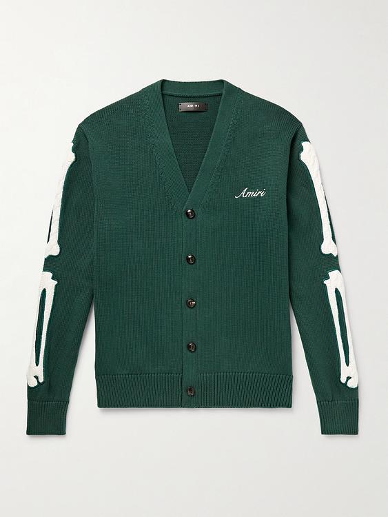 Dark green cardigan from Amiri