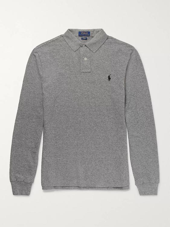 Grey long sleeve polo shirt from Polo Ralph Lauren