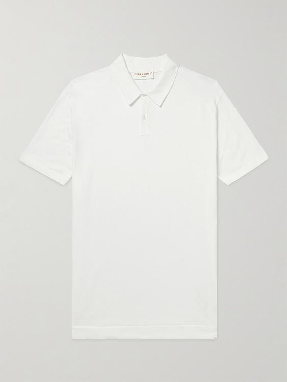 White short sleeve polo shirt from Derek Rose
