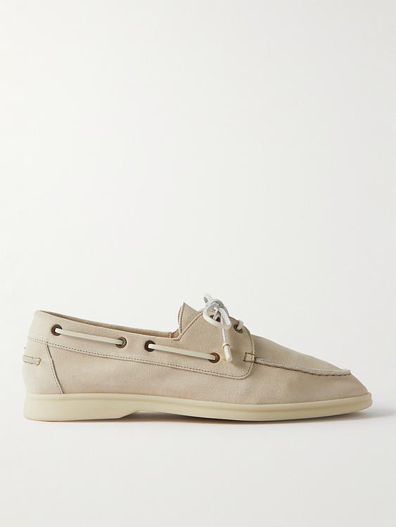Taupe boat shoes from Loro Piana