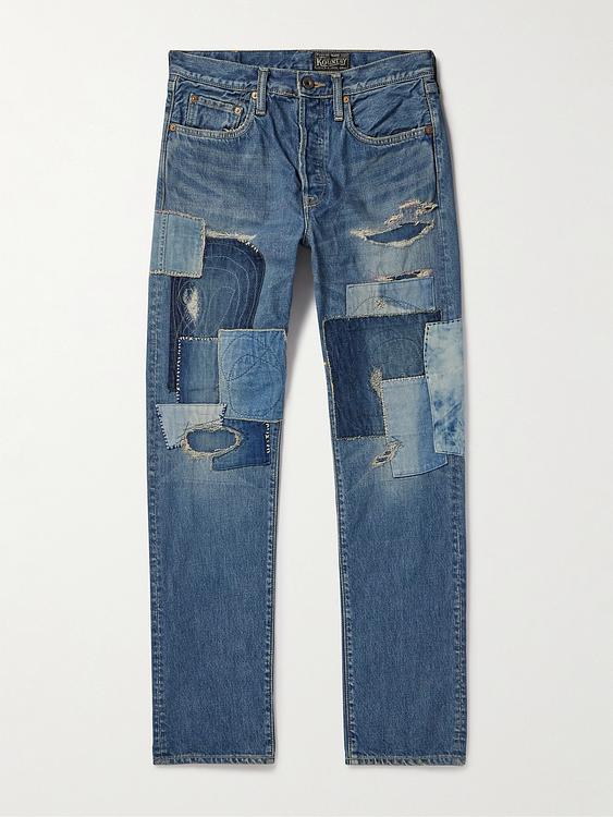 Dark grey distressed jeans from Kapital