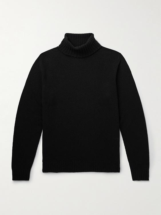 Black turtleneck from John Smedley