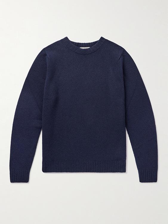 Dark blue cashmere sweater from John Smedley