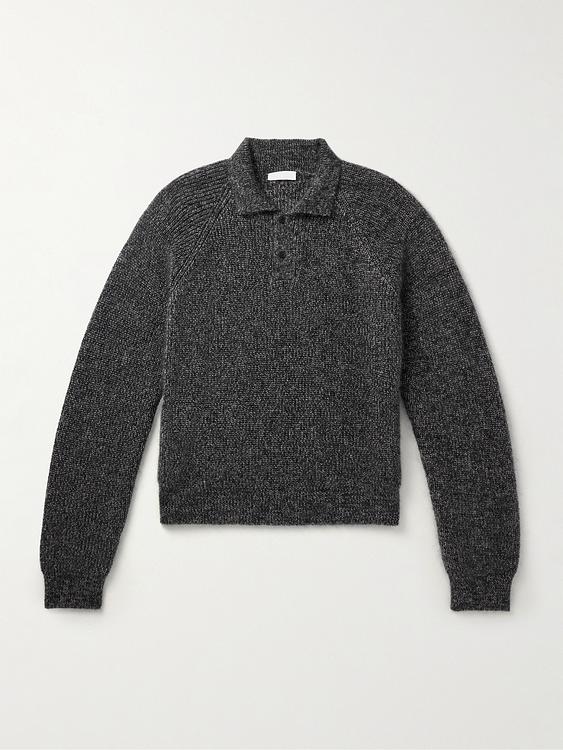 Black long sleeve polo shirt from The Row