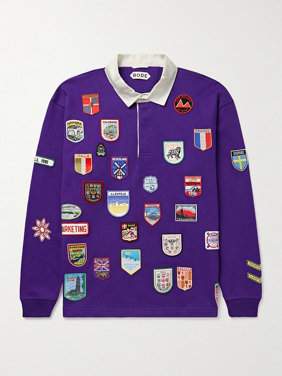 Purple long sleeve polo shirt from Bode