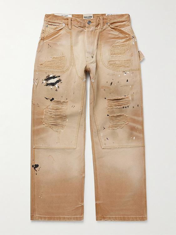 Taupe distressed jeans from Gallery Dept.