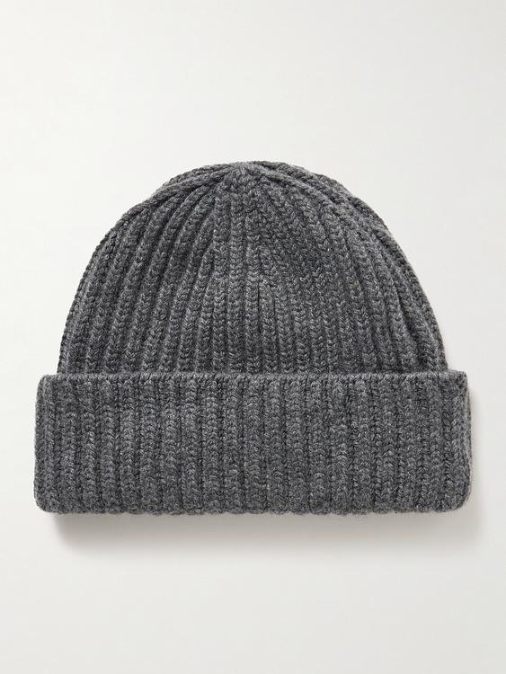 Dark grey beanie from Drake's