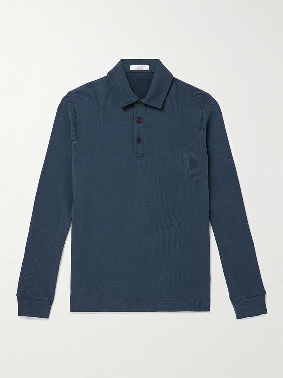 Dark blue long sleeve polo shirt from Mr P.