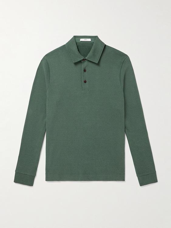 Teal long sleeve polo shirt from Mr P.