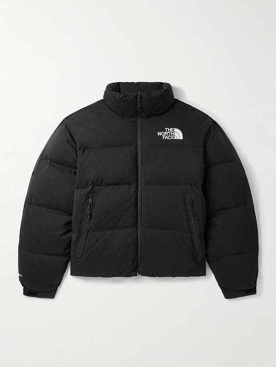 Print black down jacket from The North Face
