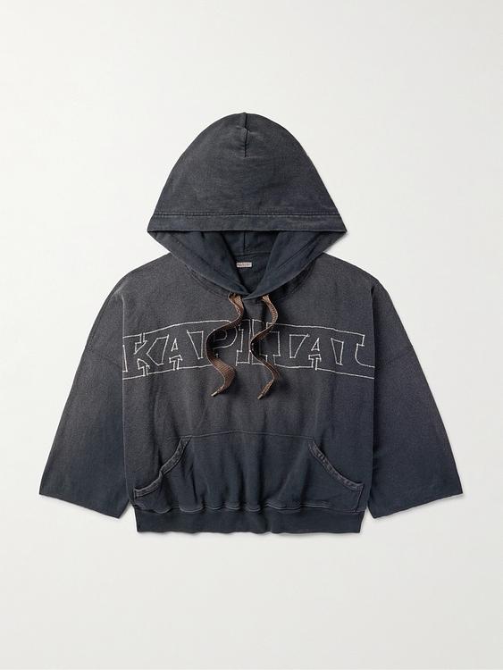 Print dark grey hooded sweatshirt from Kapital