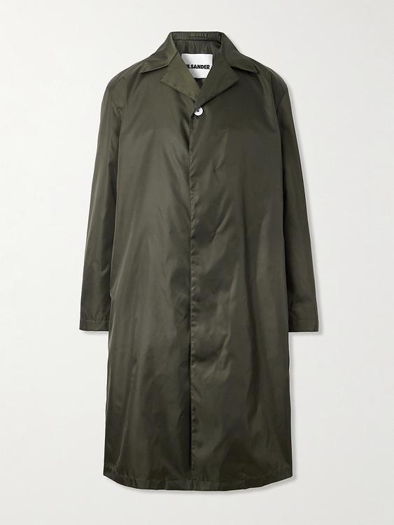 Dark green trench coat from Jil Sander