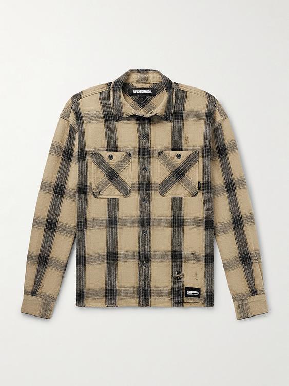 Checkered taupe casual shirt from Neighborhood