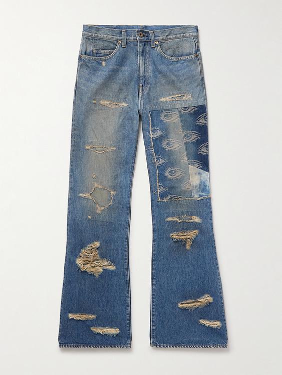 Dark blue distressed jeans from Kapital