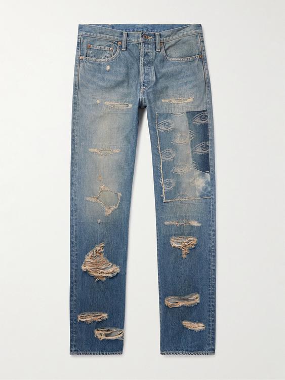 Dark grey distressed jeans from Kapital