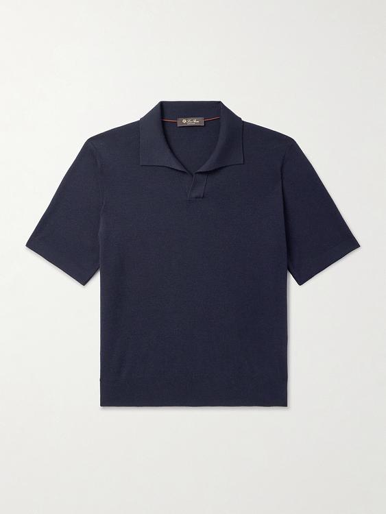 Black short sleeve polo shirt from Loro Piana