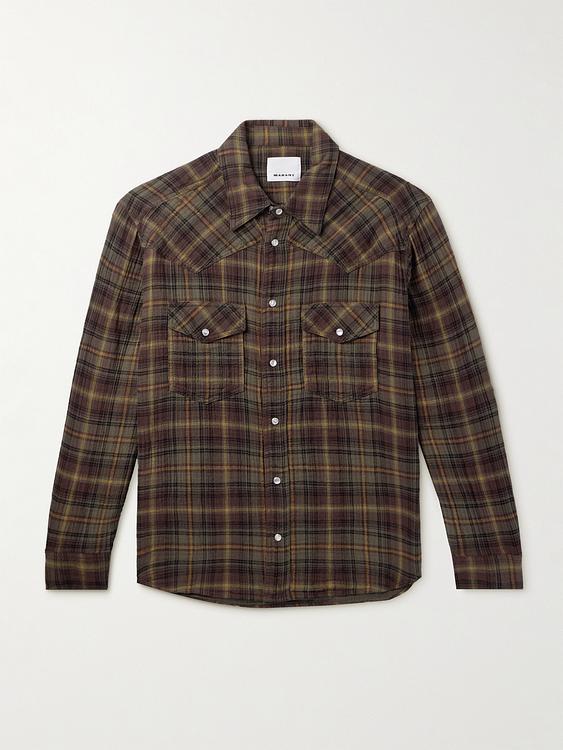 Checkered dark brown casual shirt from Marant
