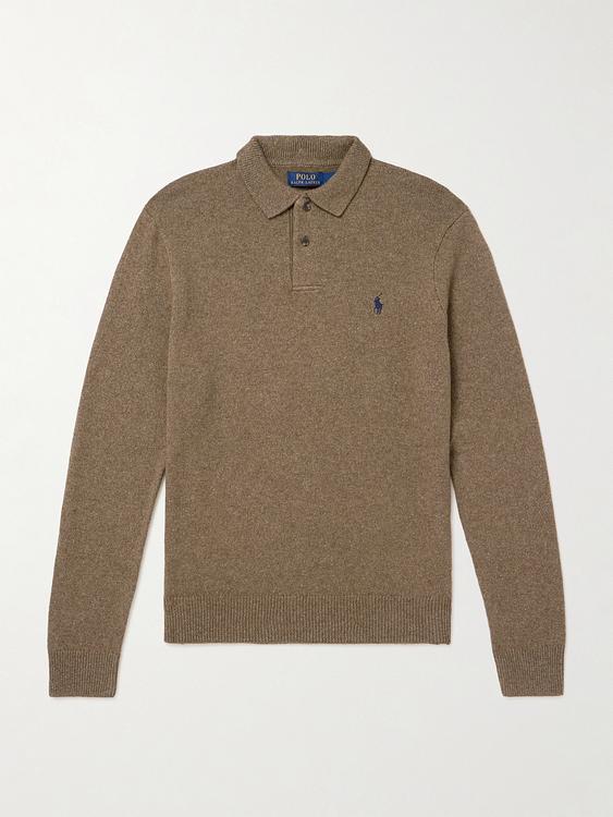 Taupe long sleeve polo shirt from Polo Ralph Lauren