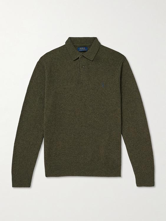 Dark green long sleeve polo shirt from Polo Ralph Lauren