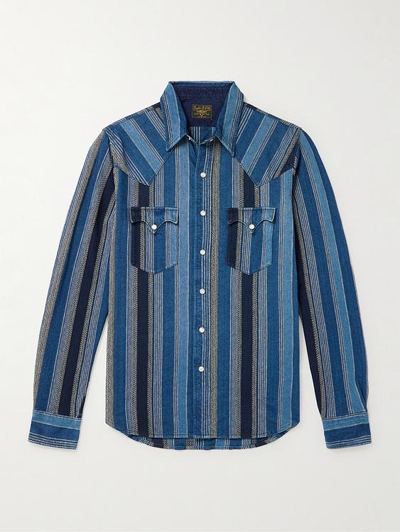 Striped dark blue casual shirt from RRL