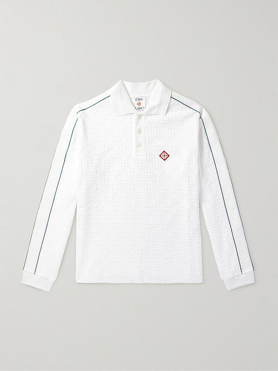 Striped white long sleeve polo shirt from Casablanca