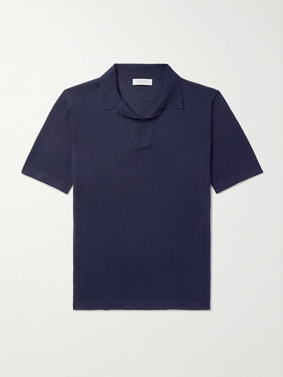 Dark blue short sleeve polo shirt from Gabriela Hearst