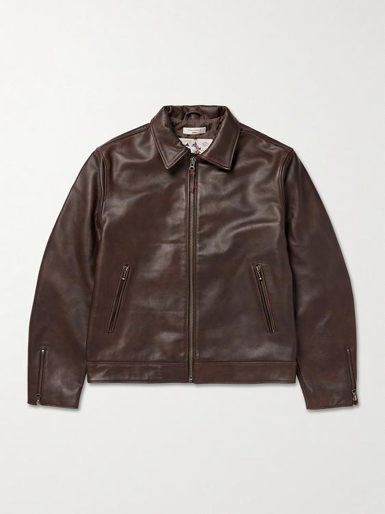 Dark brown leather jacket from Nudie Jeans
