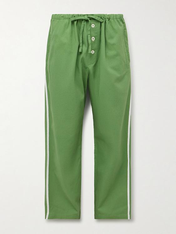 Striped green casual trousers from Bode