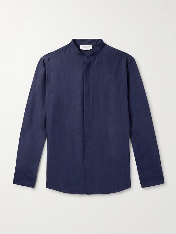 Dark blue linen shirt from Gabriela Hearst