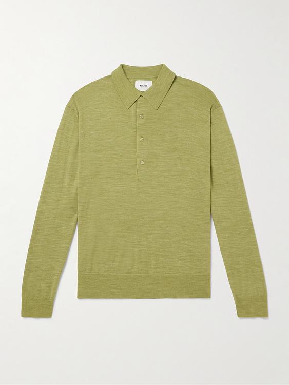 Khaki long sleeve polo shirt from NN07