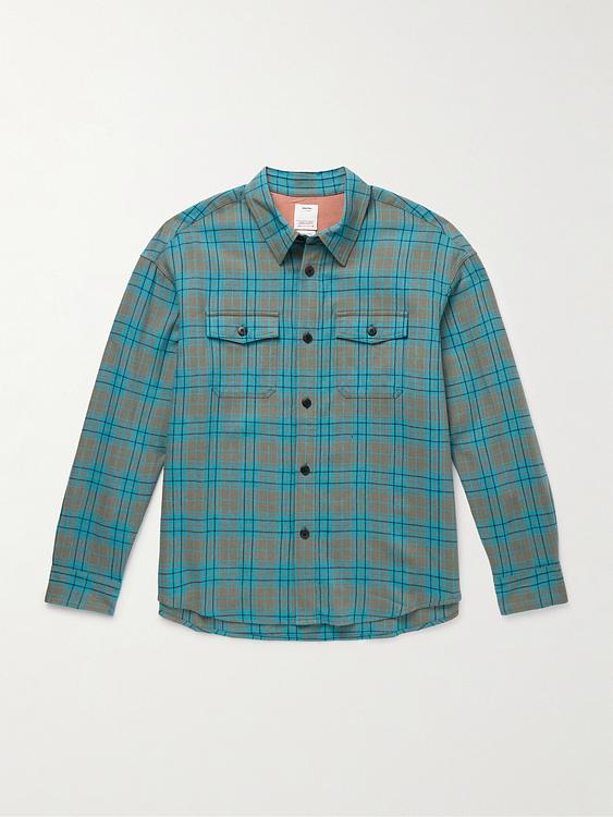 Checkered taupe linen shirt from Visvim