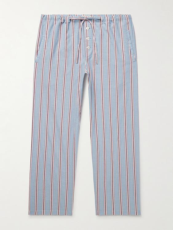 Striped light blue casual trousers from Bode