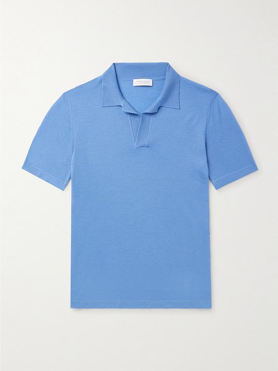 Blue short sleeve polo shirt from Gabriela Hearst