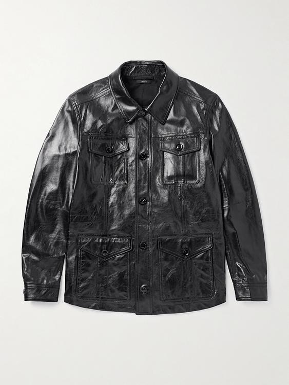 Black leather jacket from Tom Ford