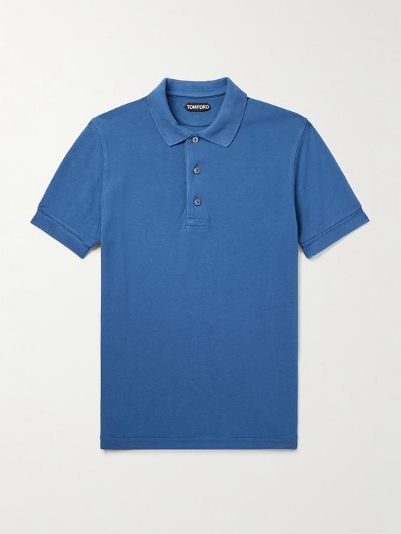 Blue short sleeve polo shirt from Tom Ford