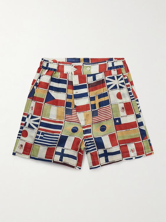 Checkered multicolor linen shorts from Bode