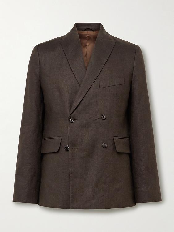 Dark brown double-breasted suit jacket from Bode