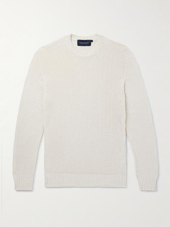 White sweater from Thom Sweeney