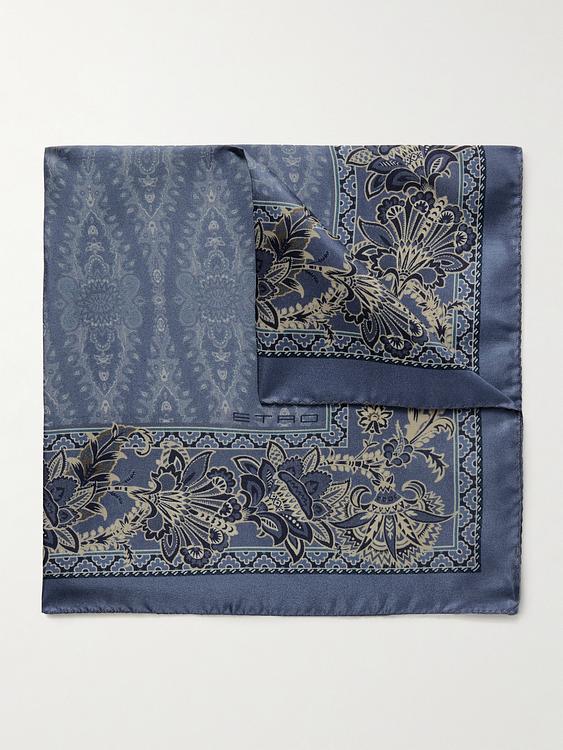 Dark grey pocket square from Etro