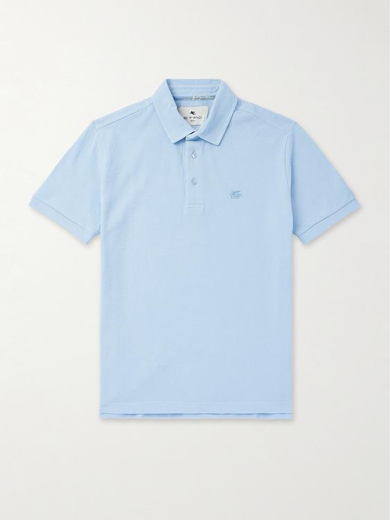 Light blue short sleeve polo shirt from Etro