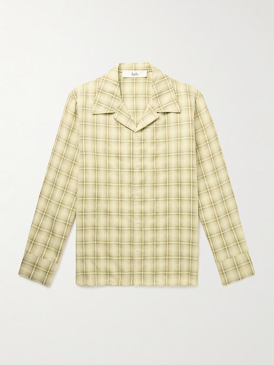 Checkered beige linen shirt from Séfr