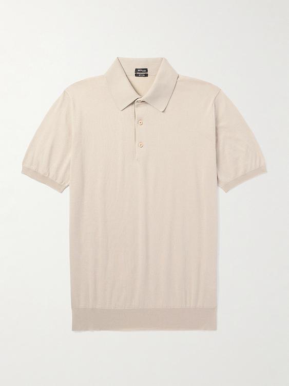 Beige short sleeve polo shirt from Kiton