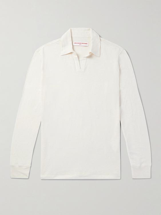 White long sleeve polo shirt from Orlebar Brown