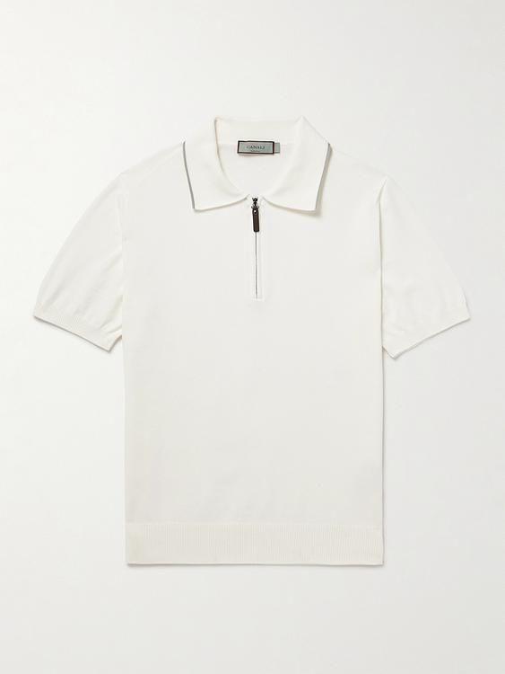 White short sleeve polo shirt from Canali