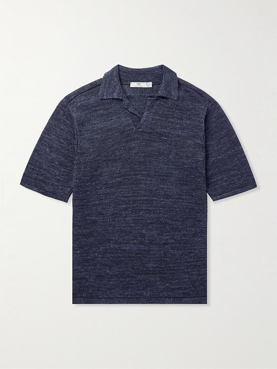 Dark grey short sleeve polo shirt from Inis Meáin
